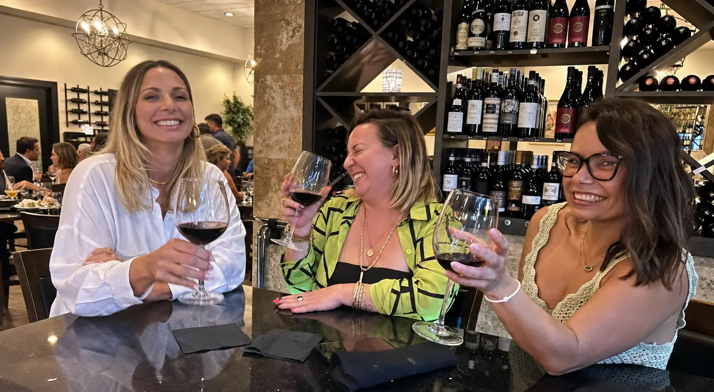 Friends enjoying wine at Vincenzo bar