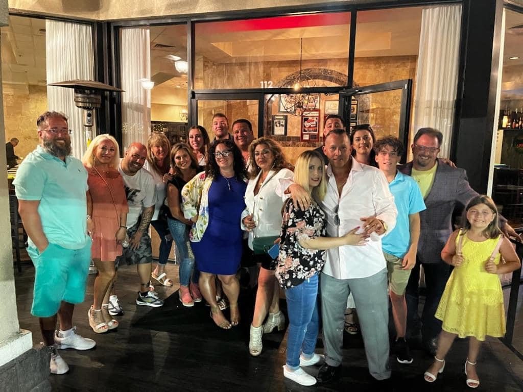 Family group outside Vincenzo entrance